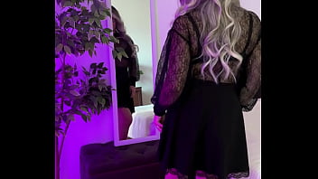 Sultry Milf Flaunting Her Wet Pussy In Sheer Blue Ribbon Crotchless Panties